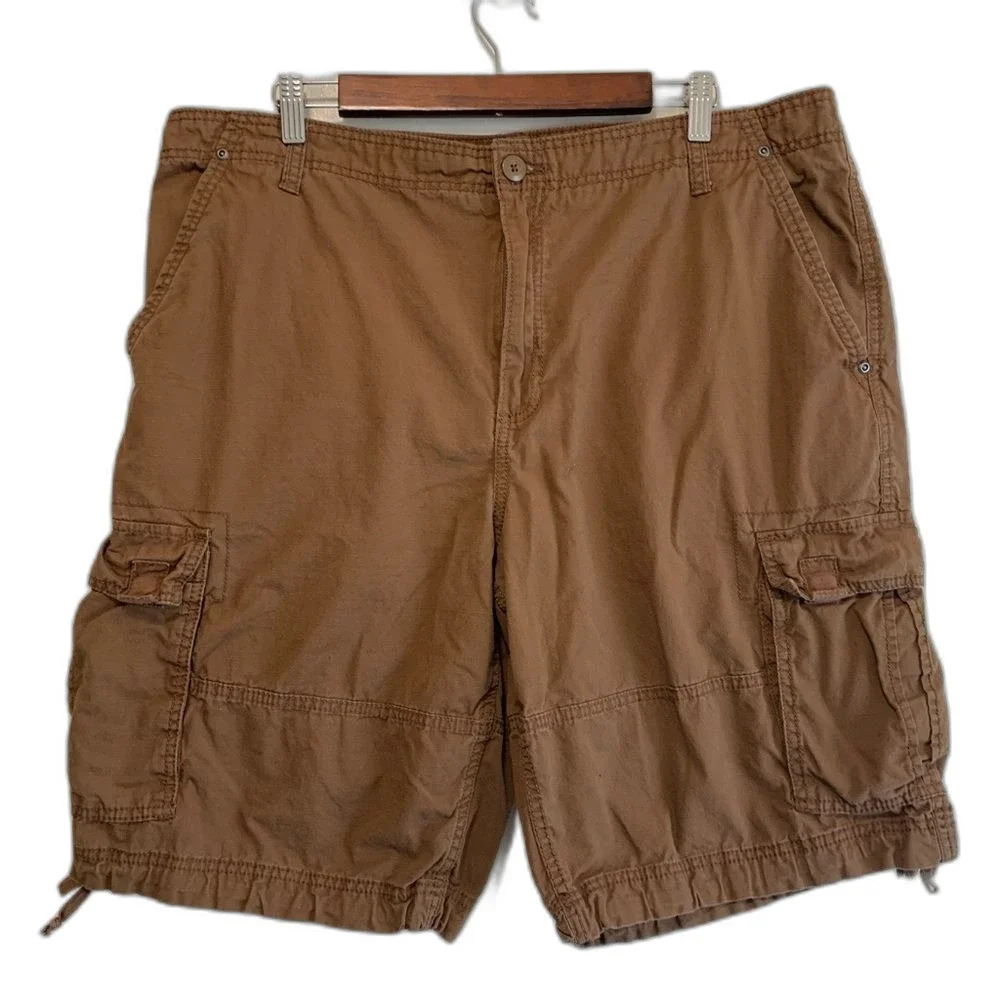 OP Vintage Brown Cargo Shorts ripstop Cotton and Knee-Length Design 38